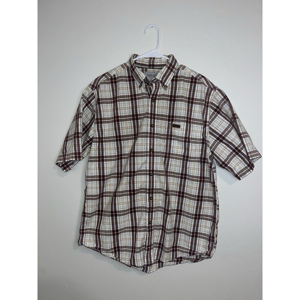 Carhartt Plaid Button Down Shirt Size Large 100% Cotton